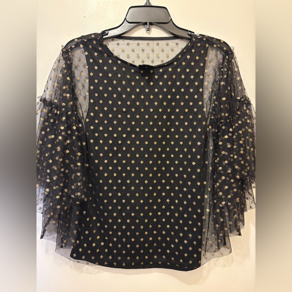 Worthington Black Blouse with Gold Accents